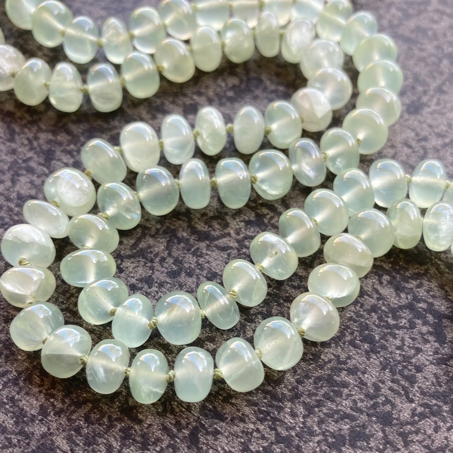 Prehnite Hand Knotted Silk Necklace