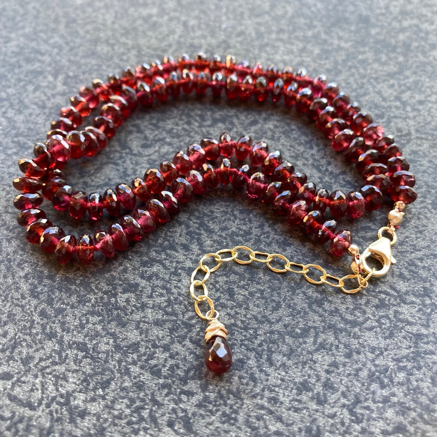 Mozambique Garnet Hand Knotted Silk Necklace