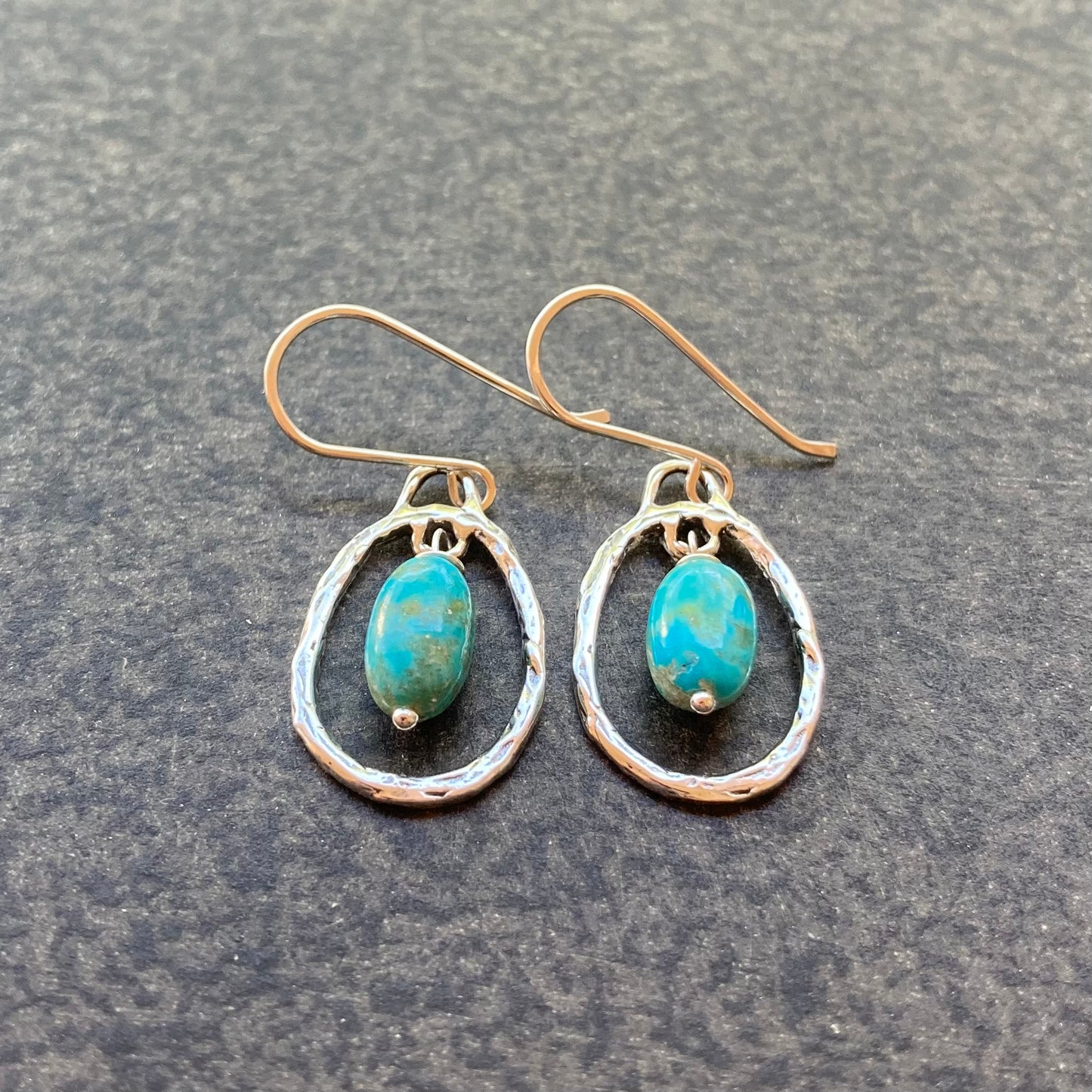Kingman Turquoise & Sterling Silver Hoops