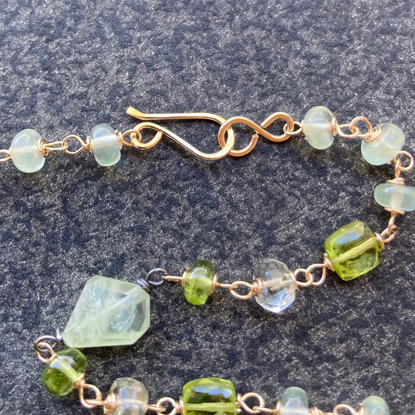 Peridot, Prasiolite, Prehnite & Mixed Metal Necklace