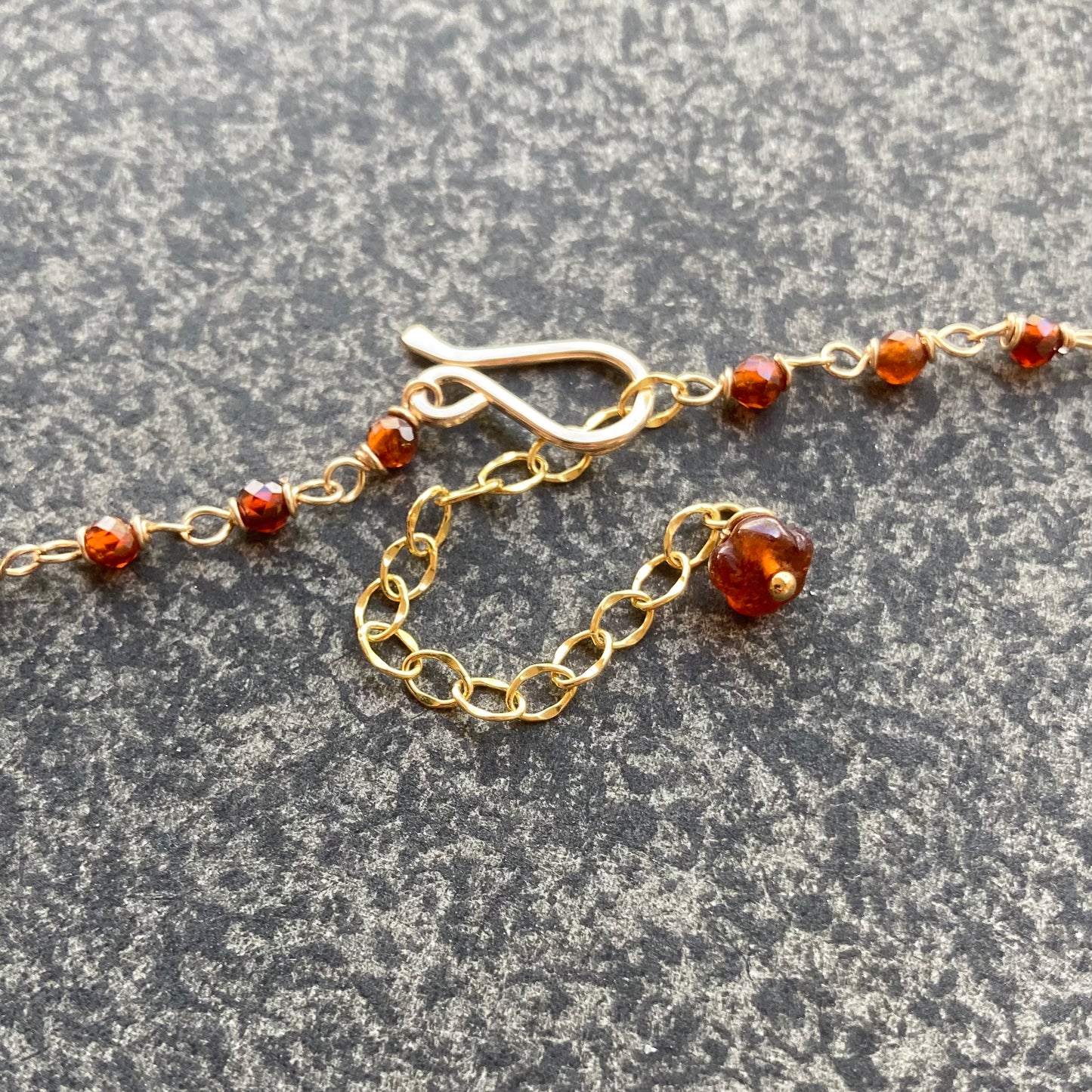 Hessonite Garnet & Gold Asteroid Jasper Pendant Garden Charm Necklace