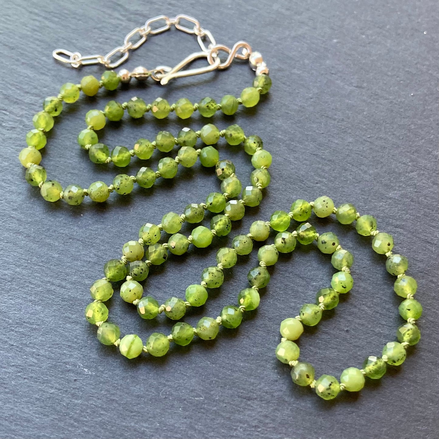 Canadian Jade Hand Knotted Silk Necklace