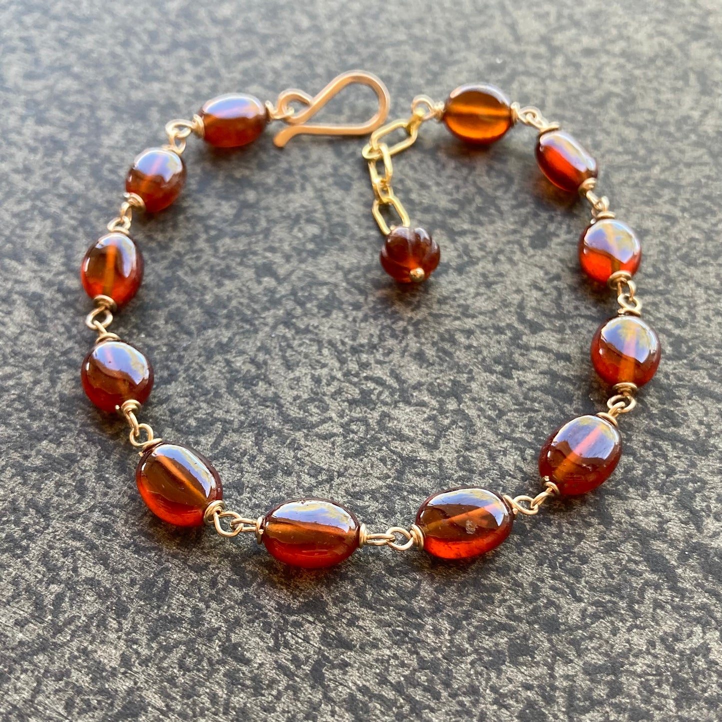 Hessonite Garnet & Gold Bracelet