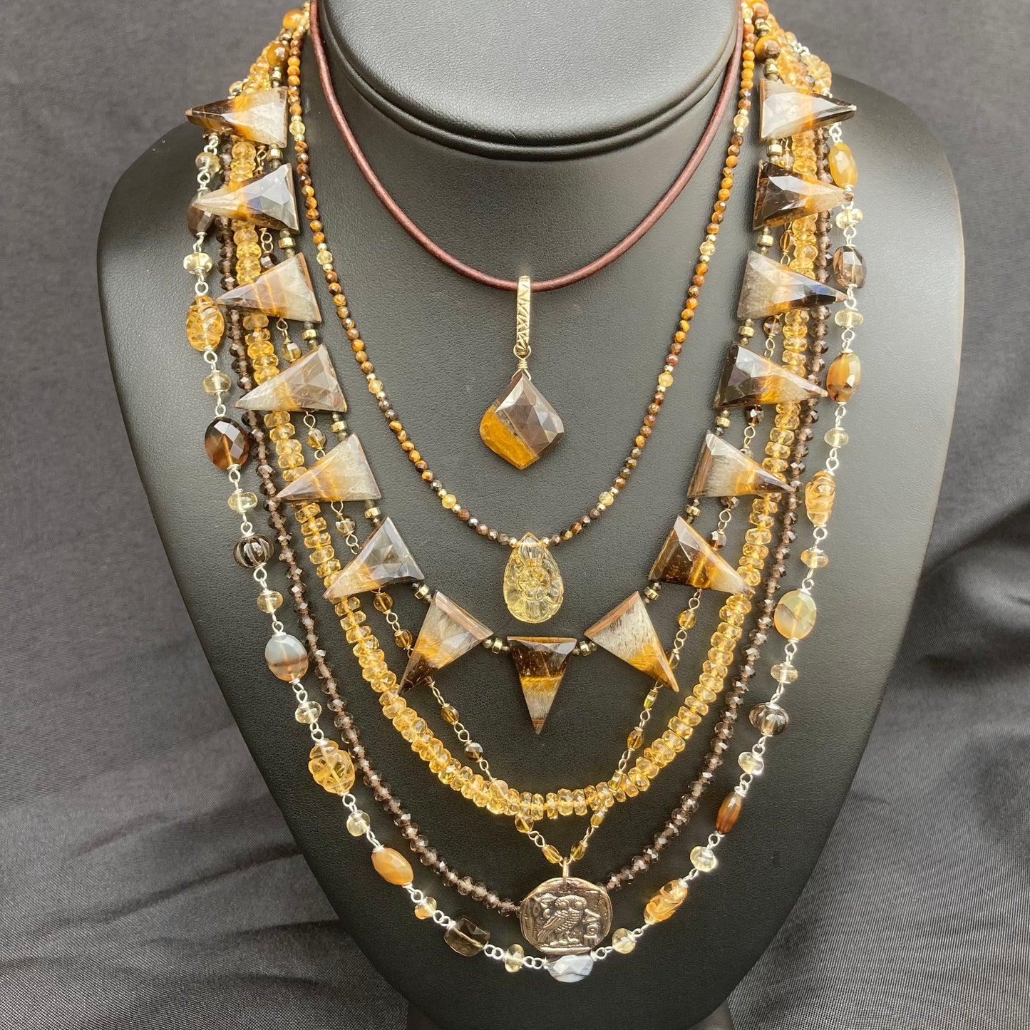 Smoky Quartz Hand Knotted Silk Necklace