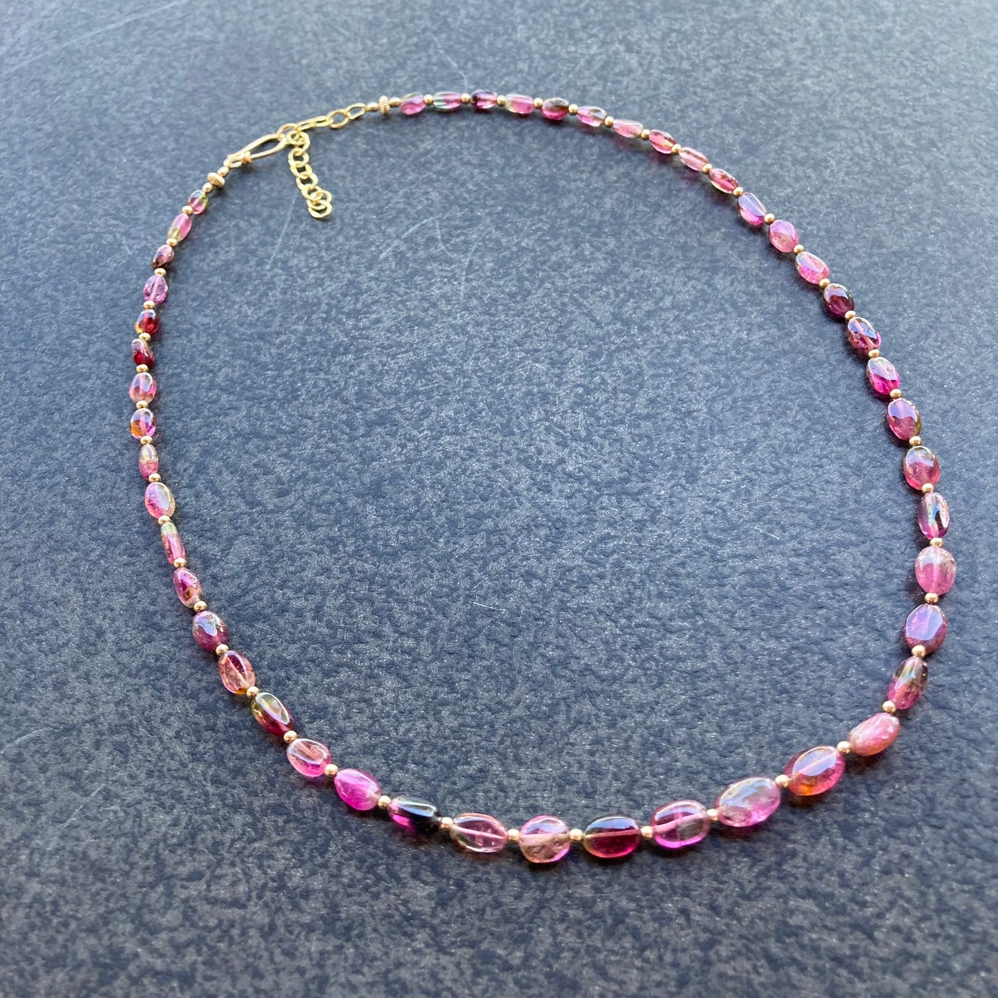 Bicolor Watermelon Tourmaline & 14k Gold Choker