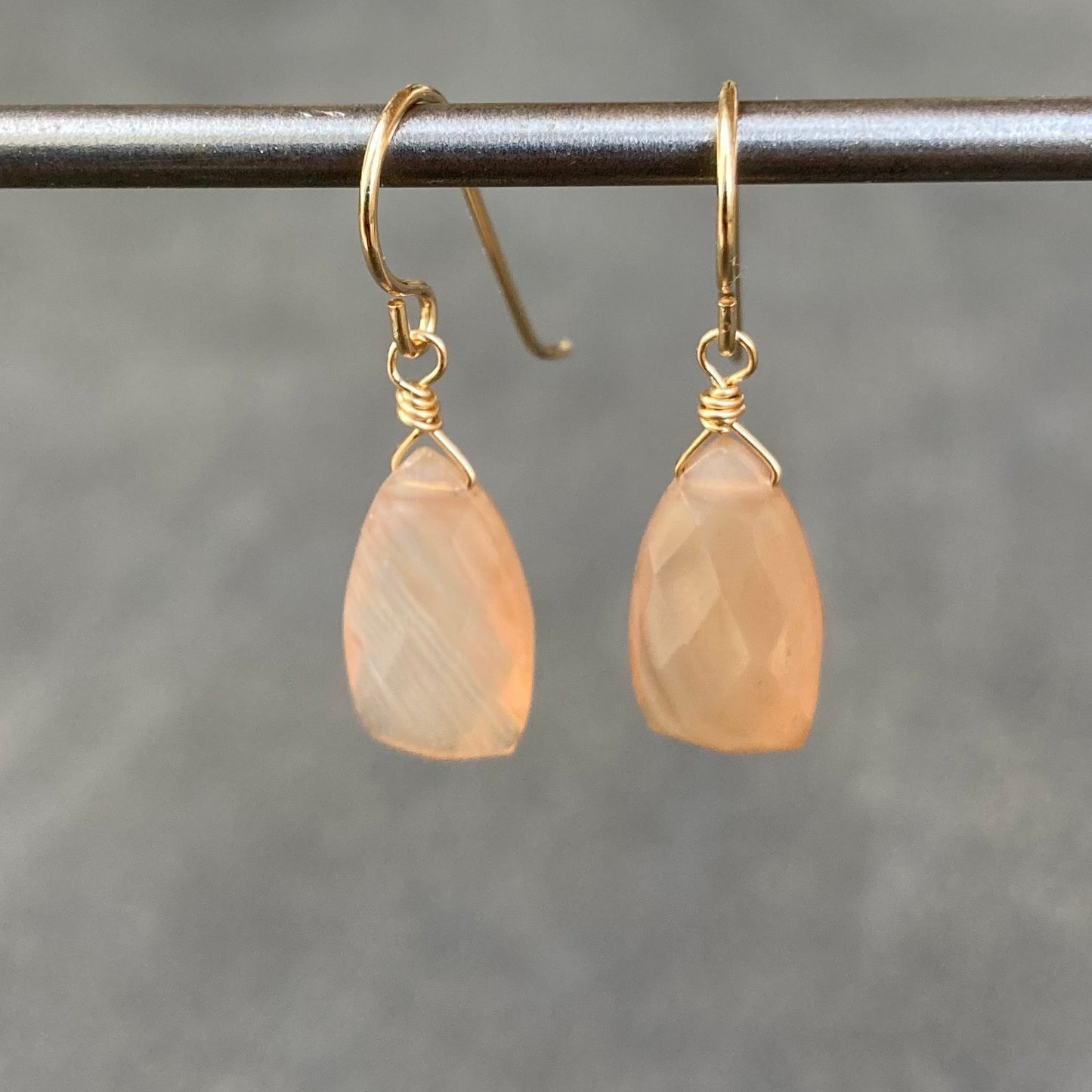 Natural Chalcedony & Gold Earrings