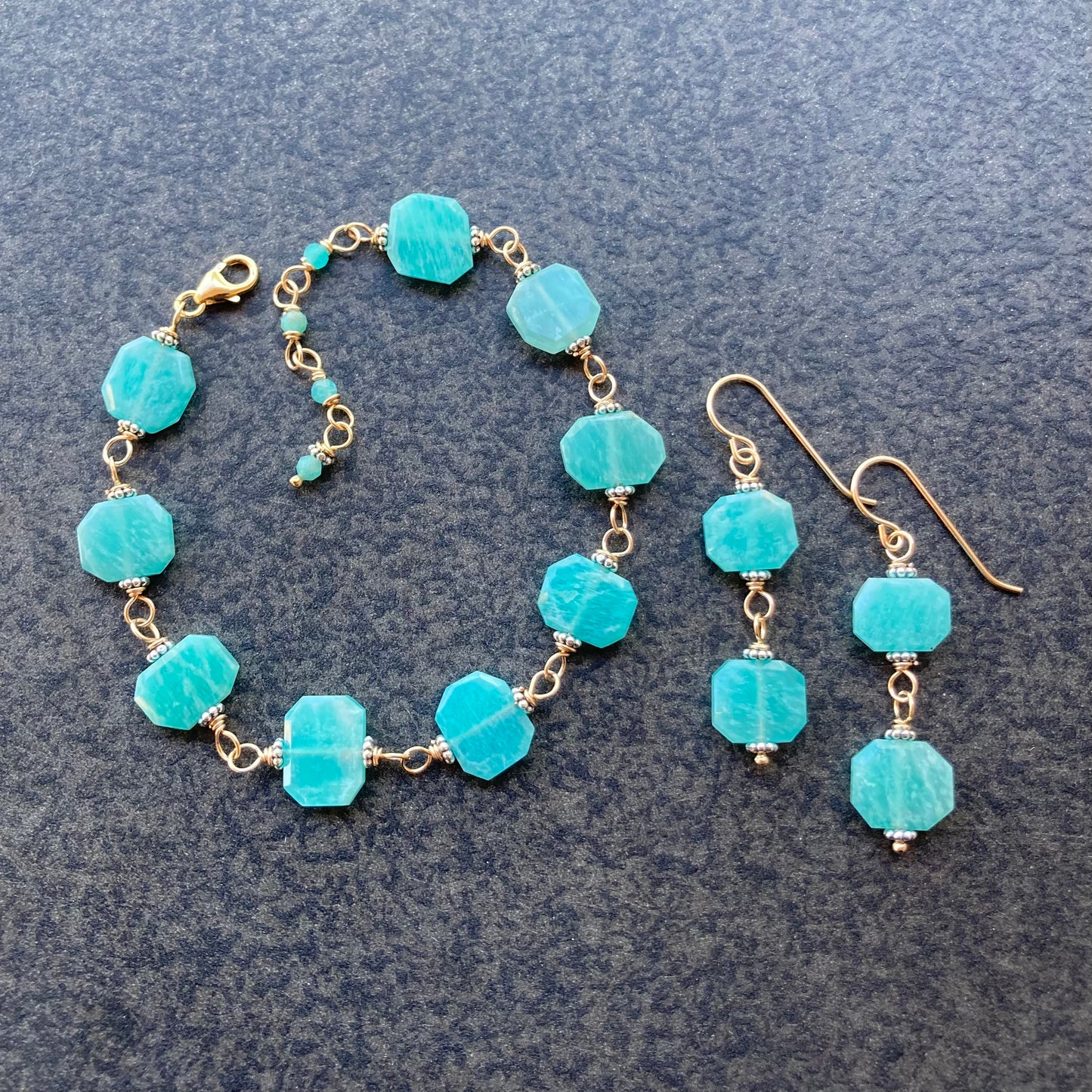 Amazonite & Mixed Metal Earrings