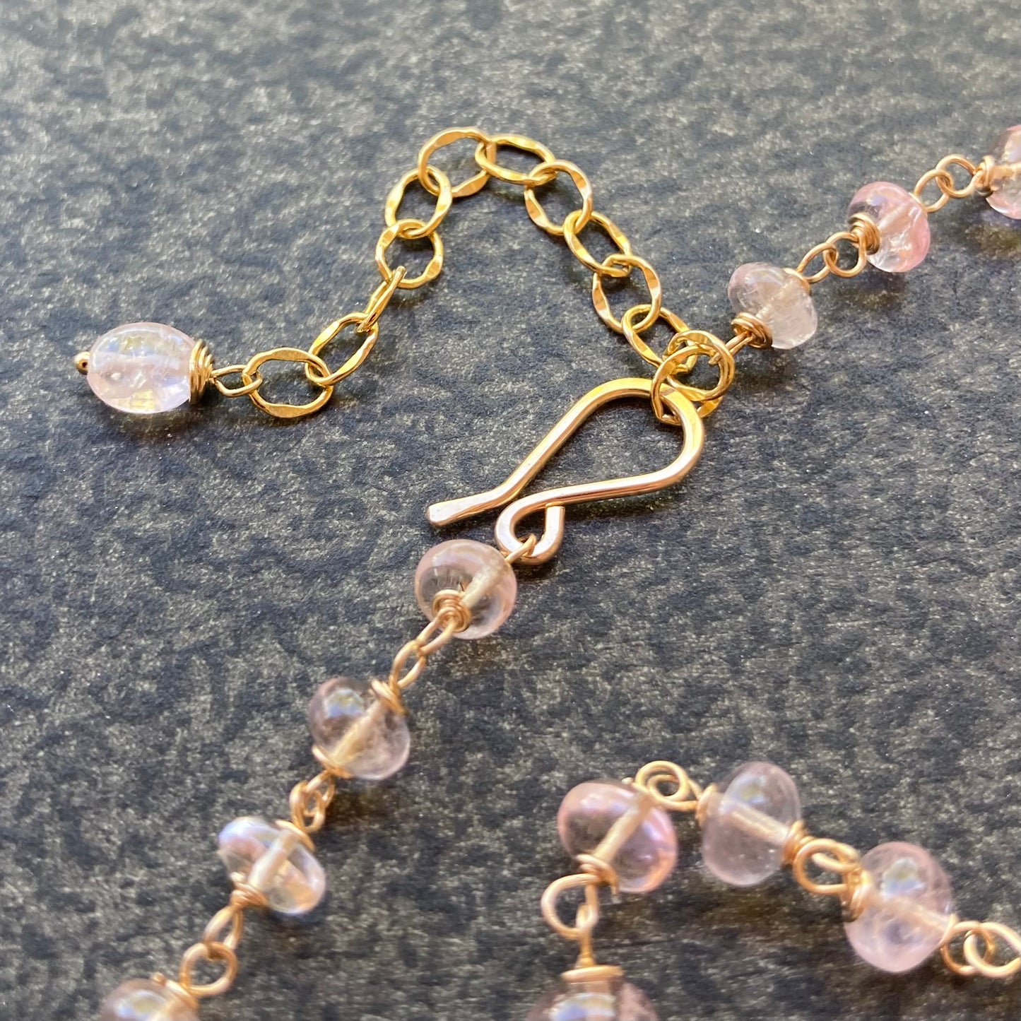 Morganite, Gold & Bronze Petal Necklace