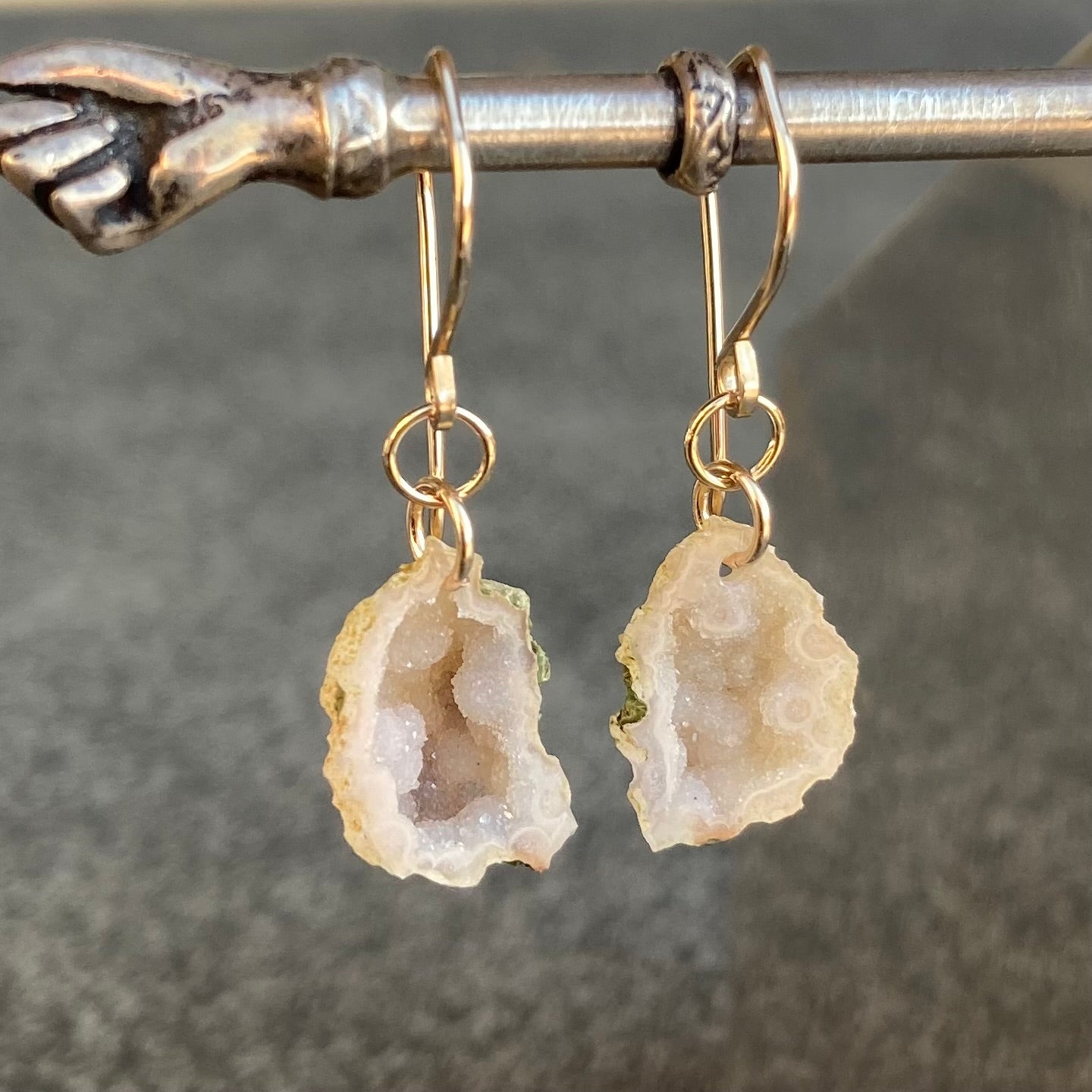 Champagne Druzy Tabasco Geode & Gold Earrings