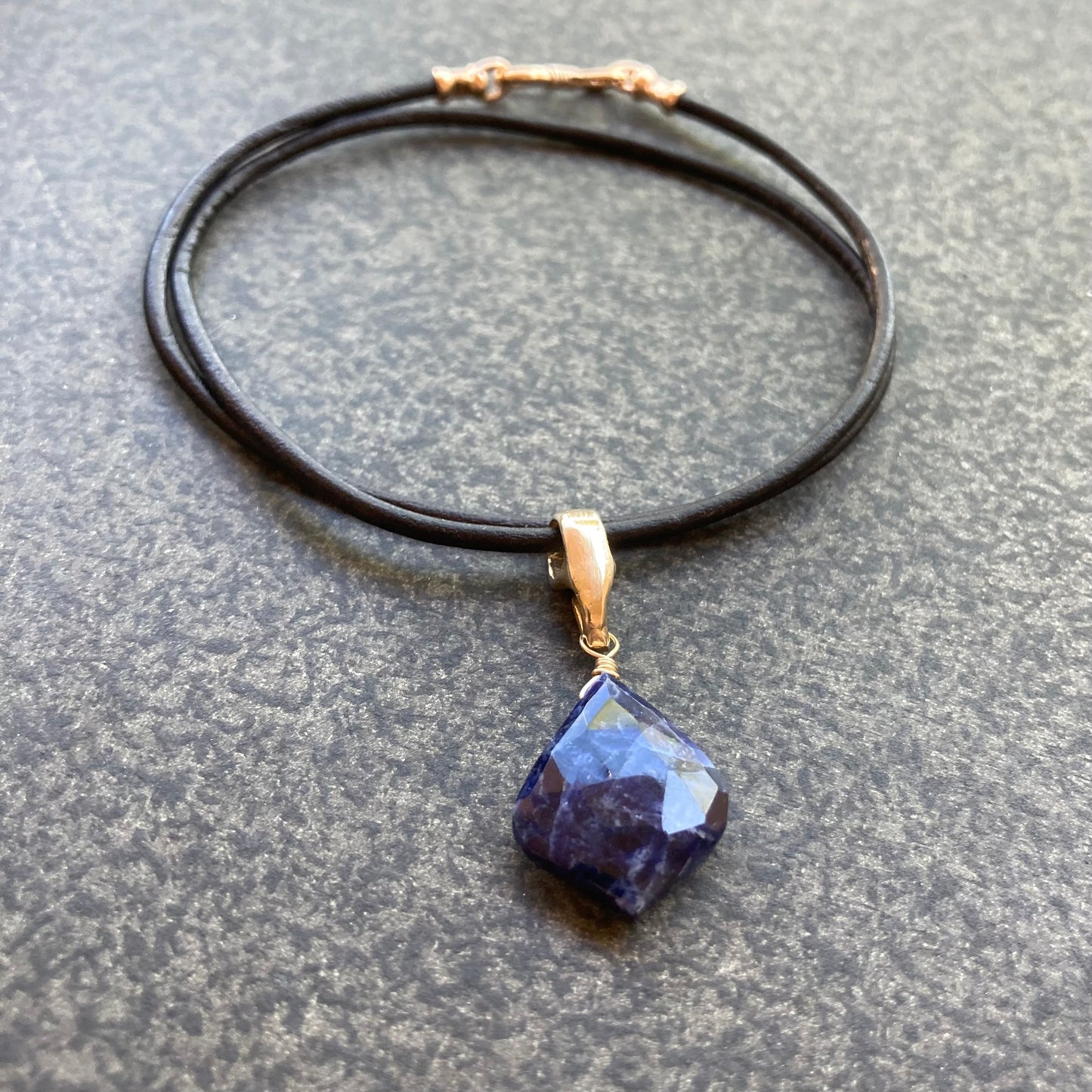 Sodalite & Bronze Leather Choker