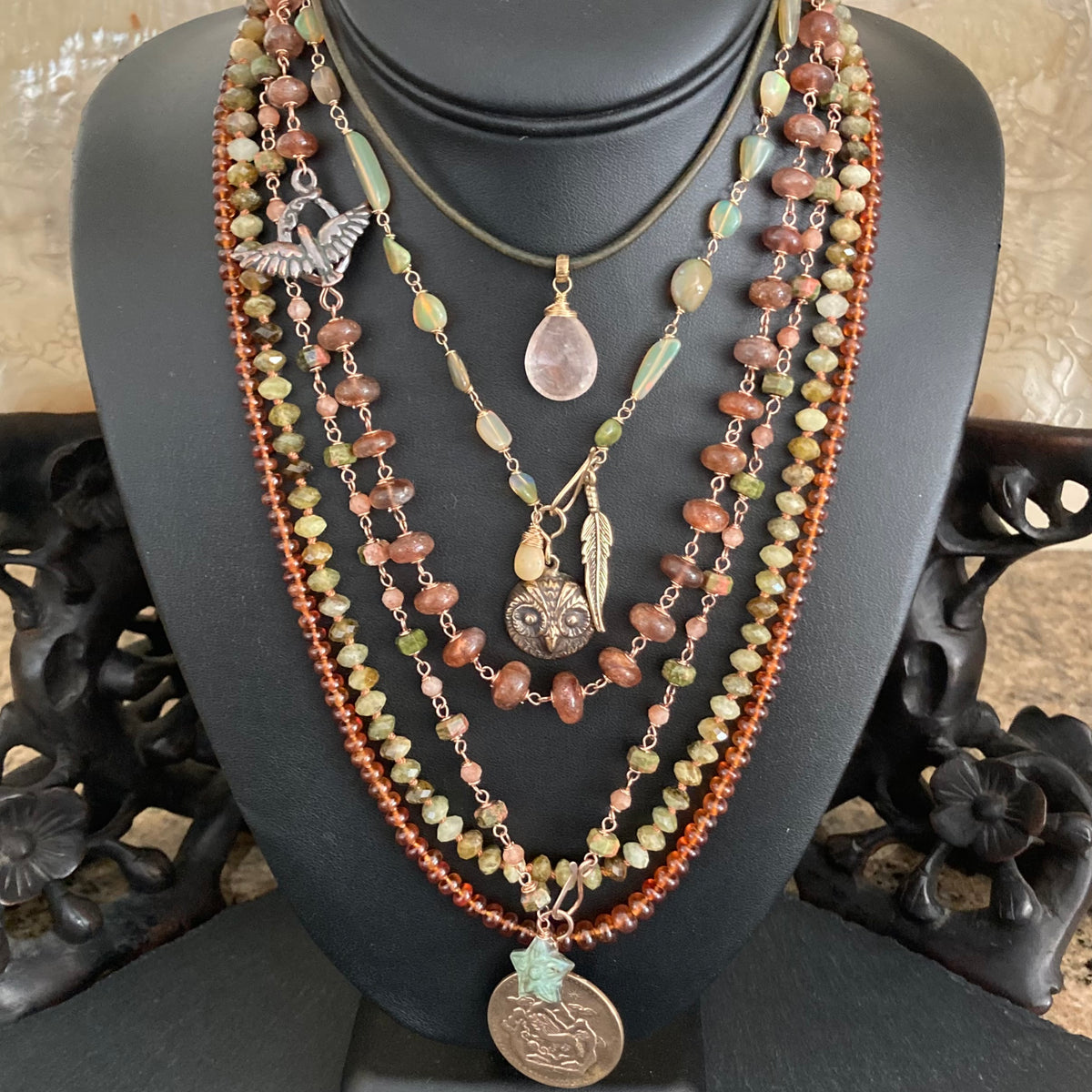 Grossularite Garnet Hand Knotted Silk Necklace