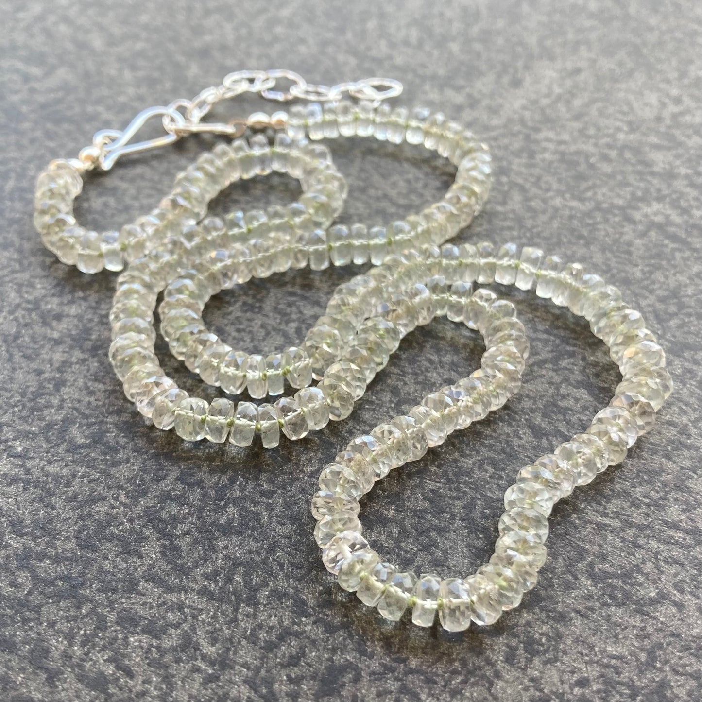 Prasiolite Hand Knotted Silk Necklace