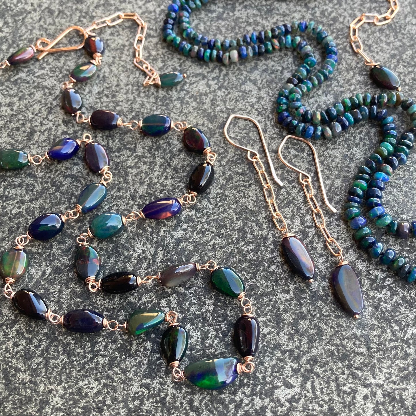Ethiopian Black Opal & Rose Gold Necklace