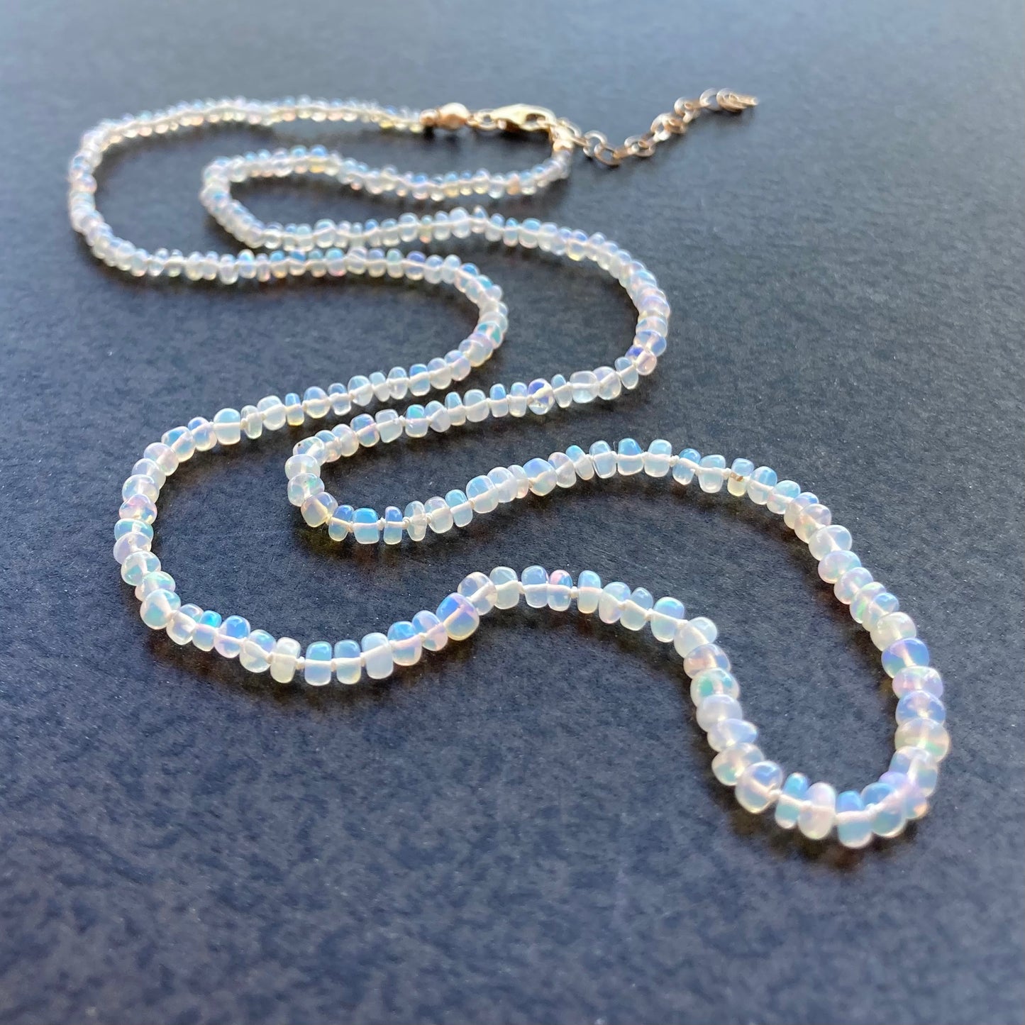 Ethiopian Opal Hand Knotted Silk Necklace