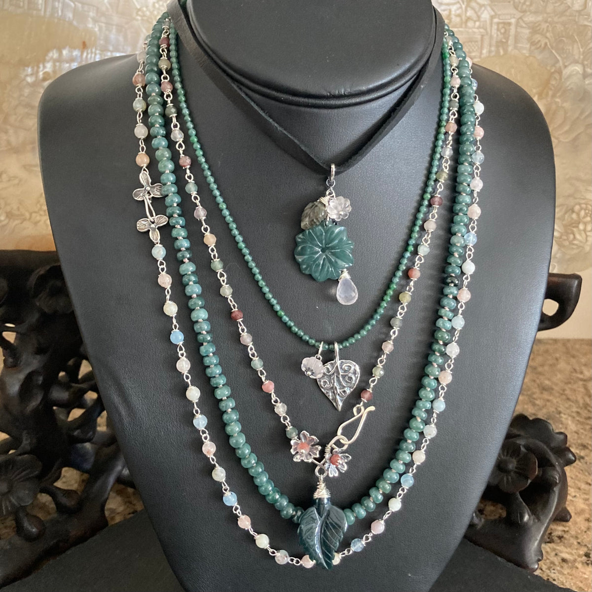 Multi Beryl & Silver Necklace