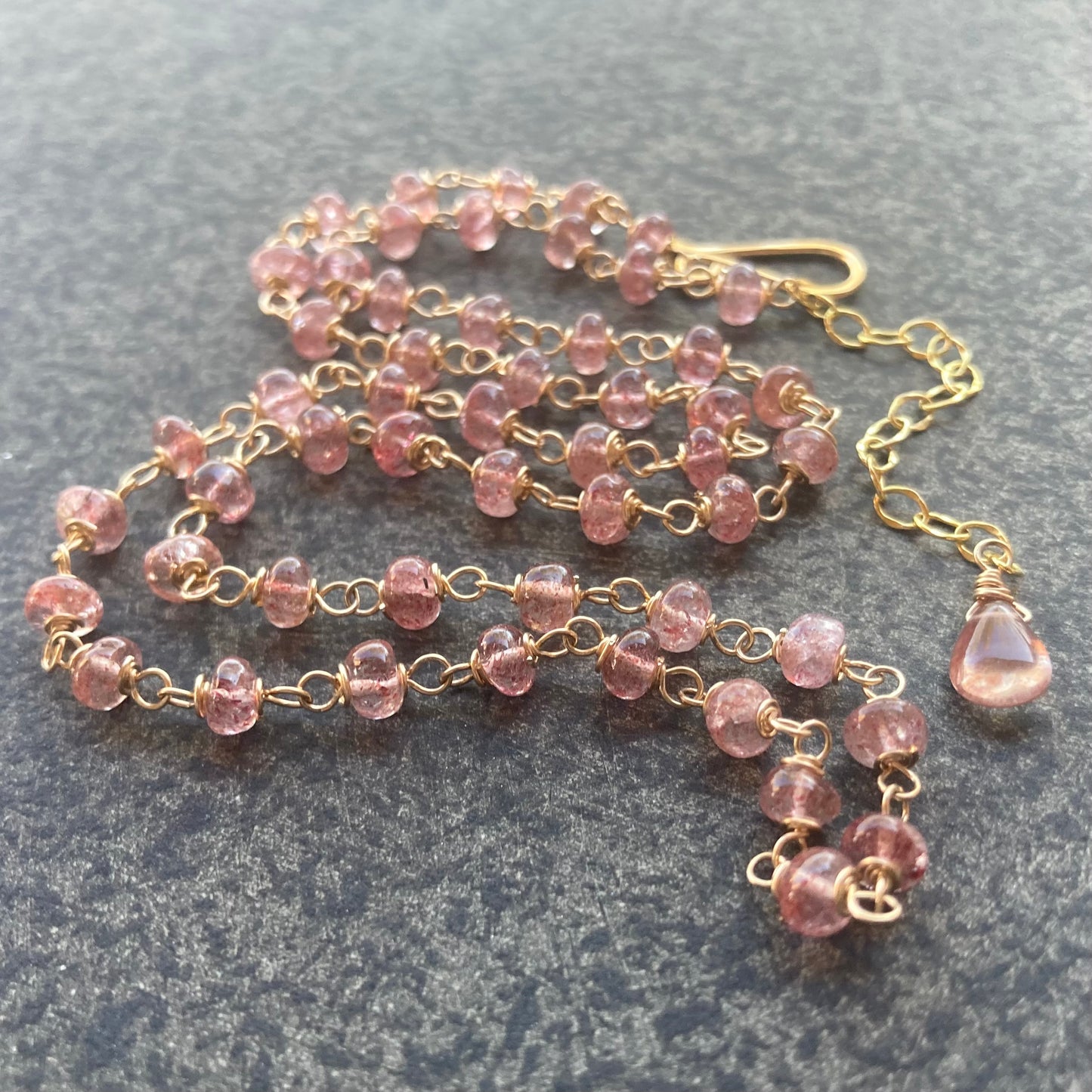 Strawberry Quartz & Gold Necklace