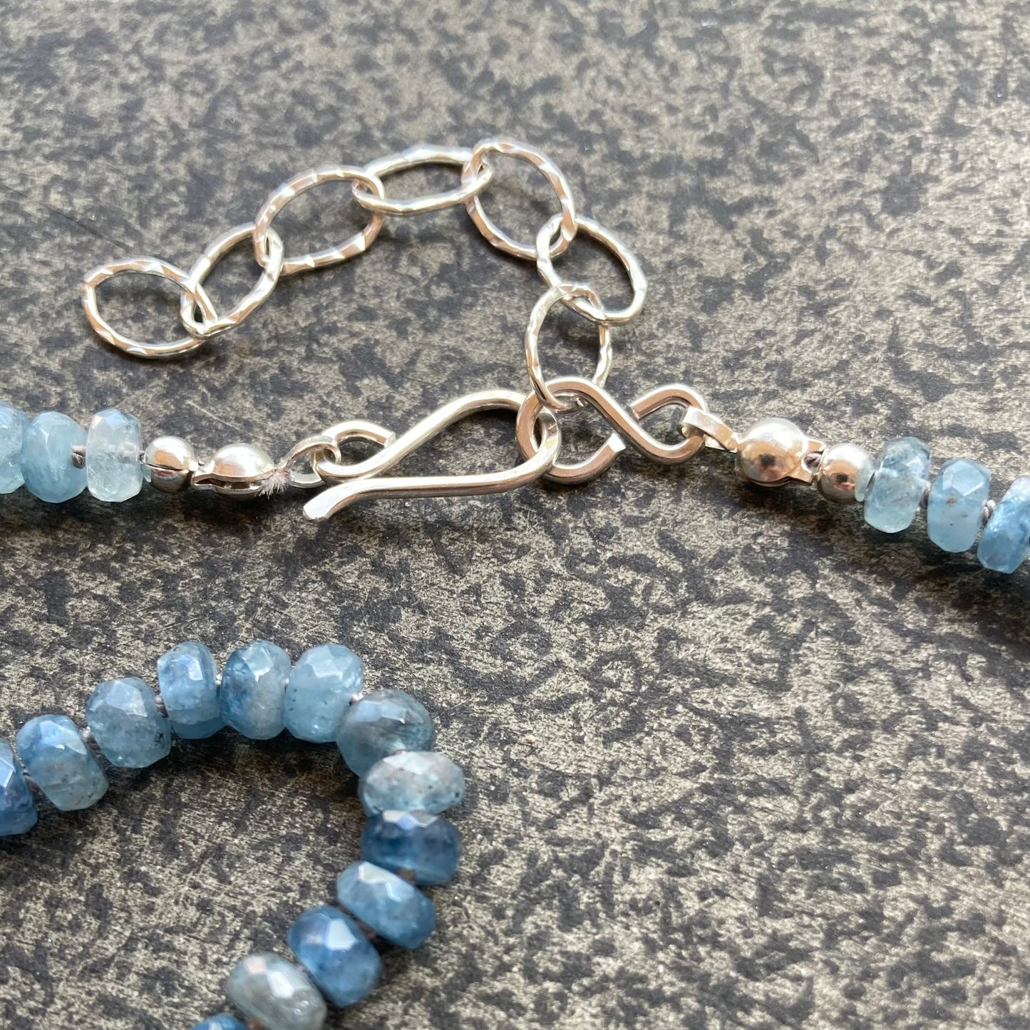 Santa Maria Aquamarine Hand Knotted Silk Necklace