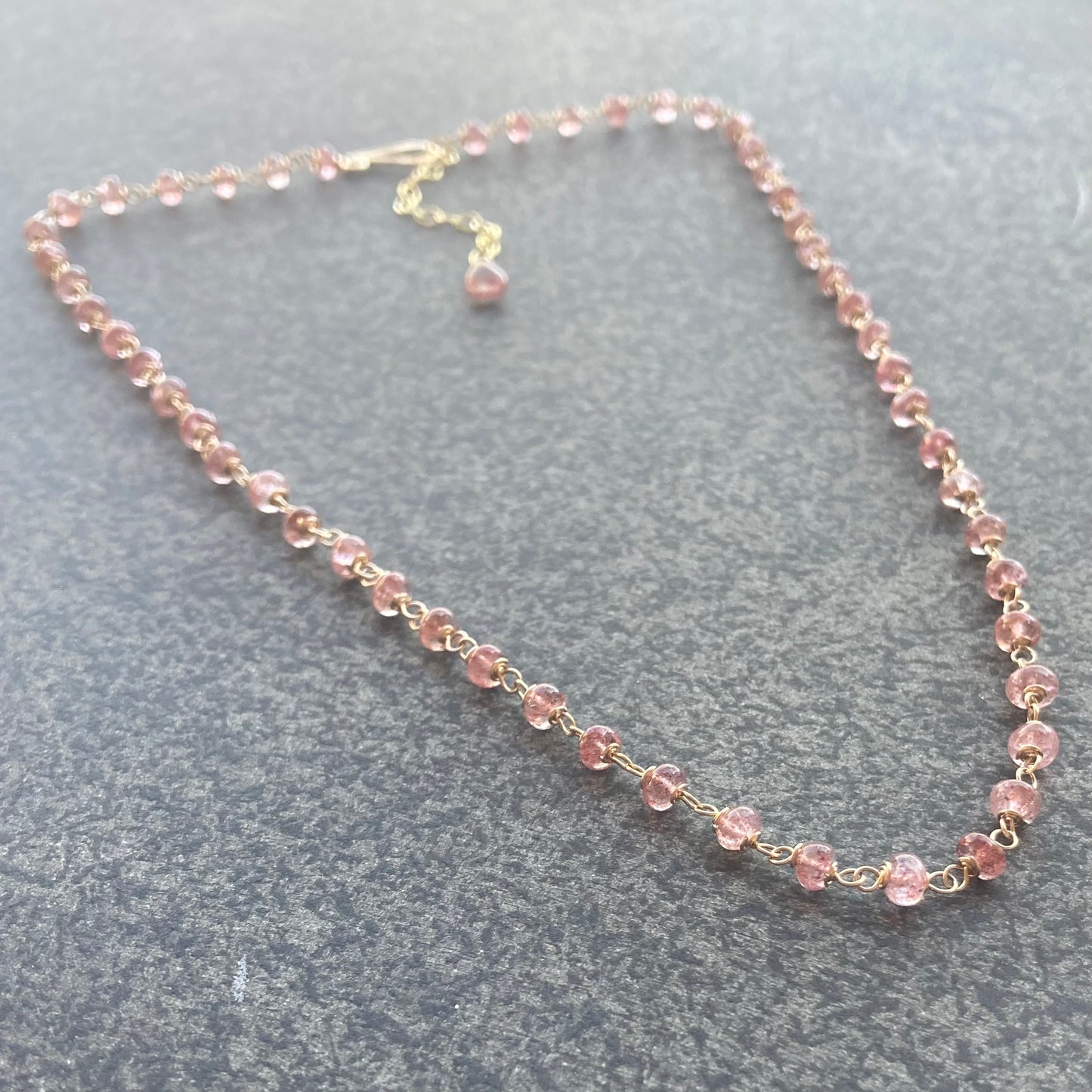Strawberry Quartz & Gold Necklace