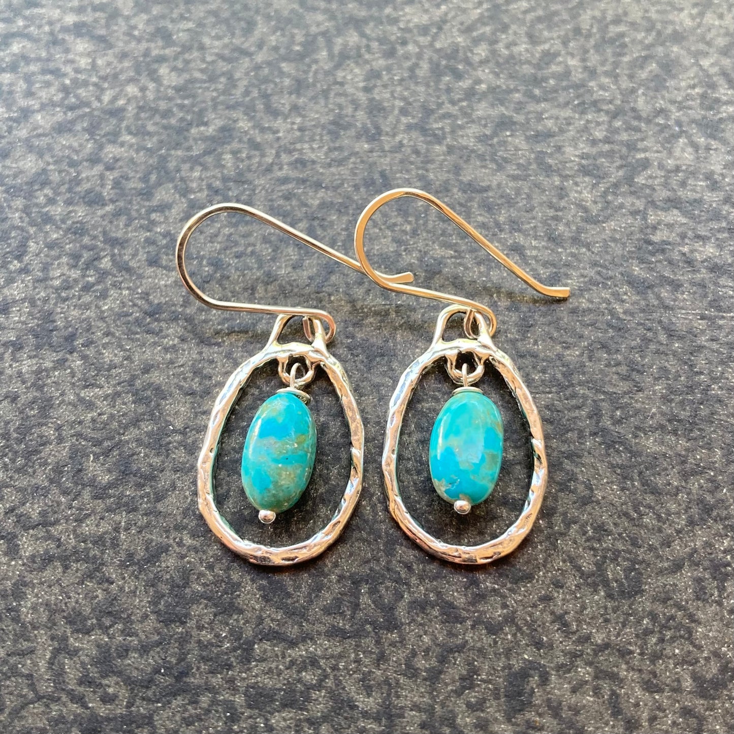 Kingman Turquoise & Sterling Silver Hoops