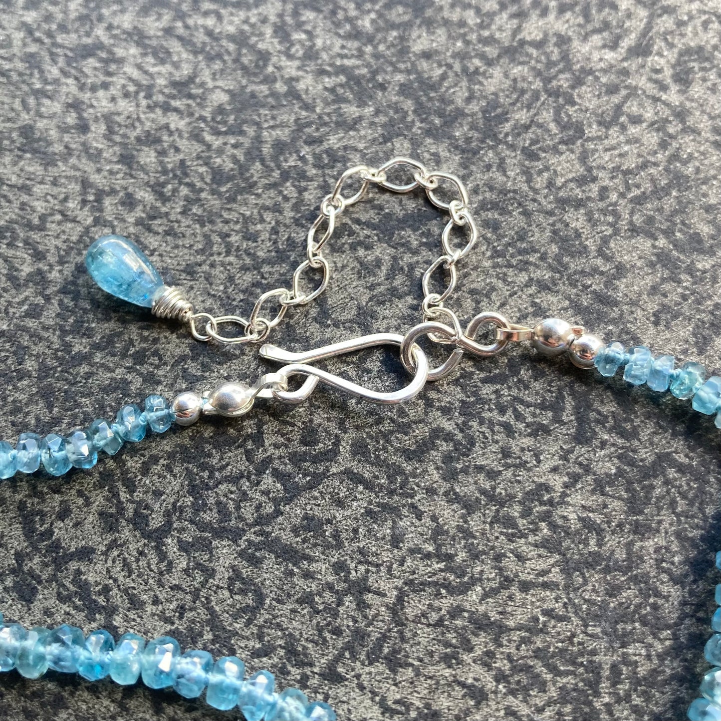 Aqua Kyanite Hand Knotted Silk Necklace