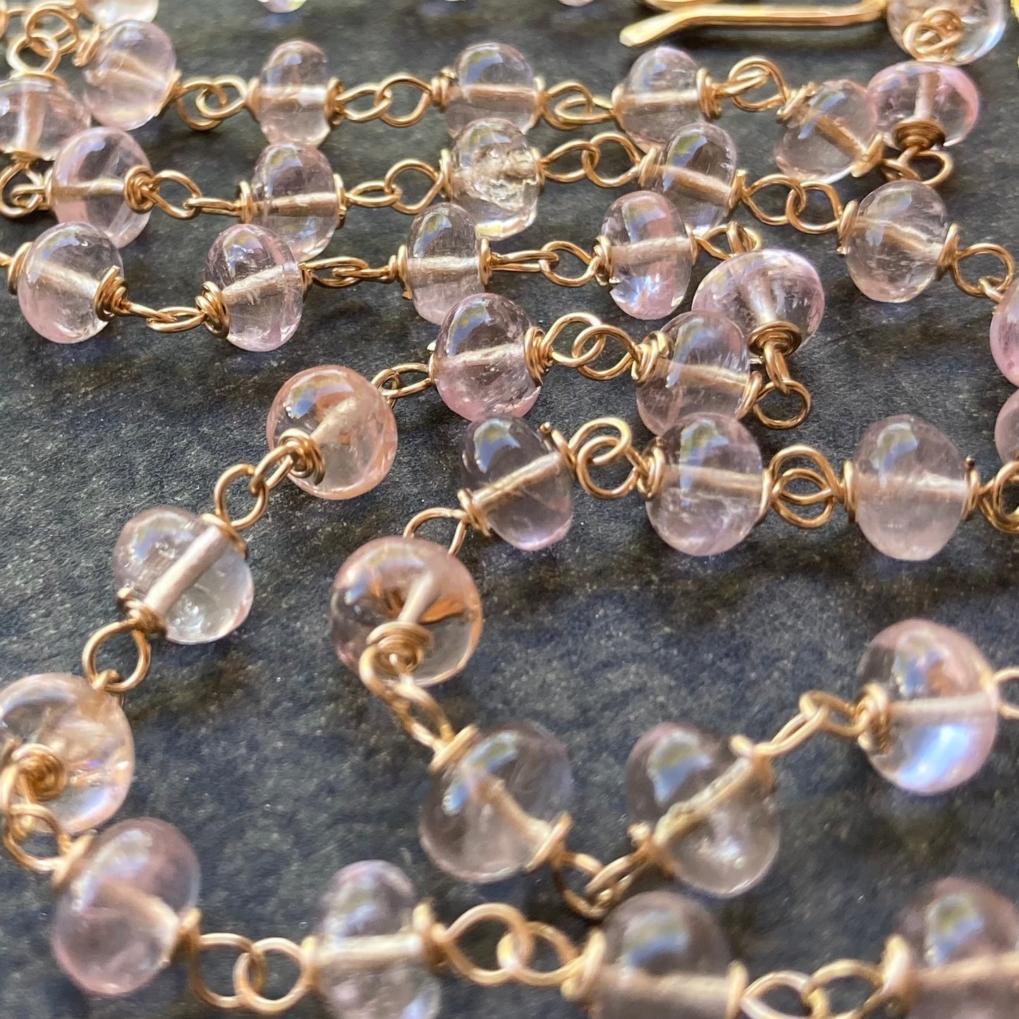 Morganite, Gold & Bronze Petal Necklace