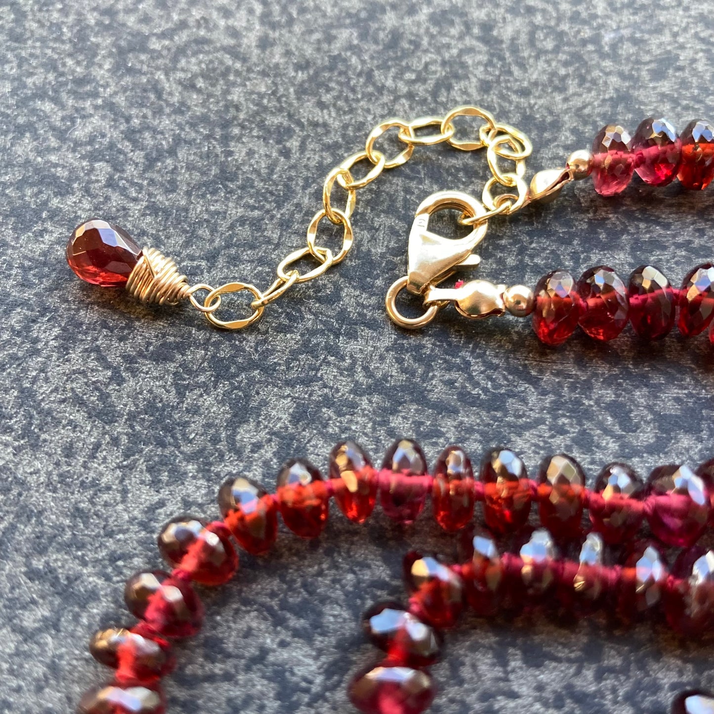 Mozambique Garnet Hand Knotted Silk Necklace