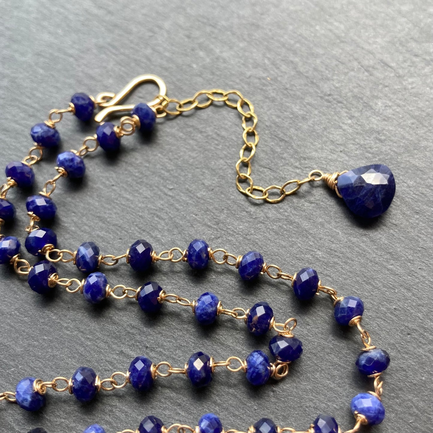Sodalite, Gold & Bronze Horse Coin Necklace