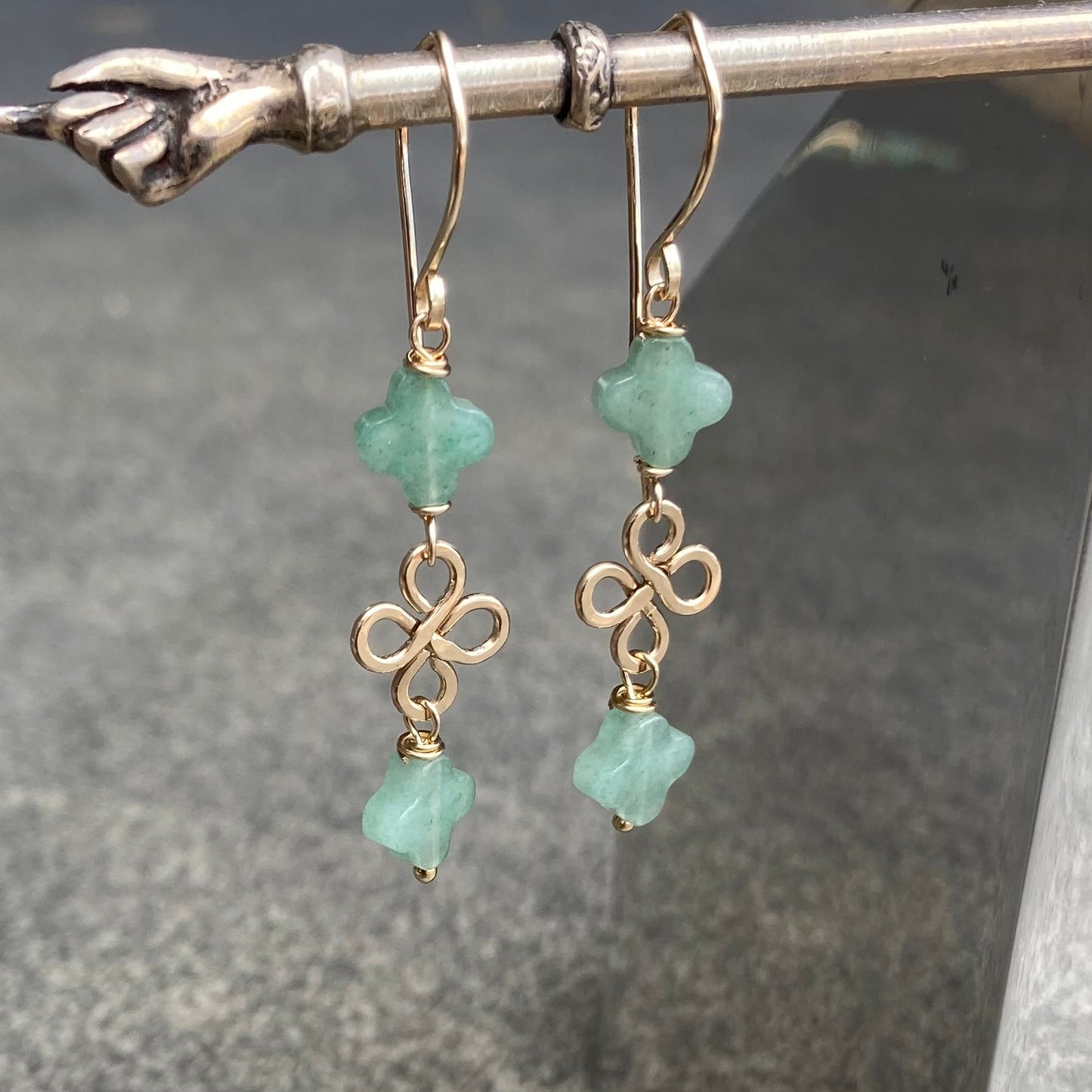 Aventurine & Gold Good Fortune Earrings