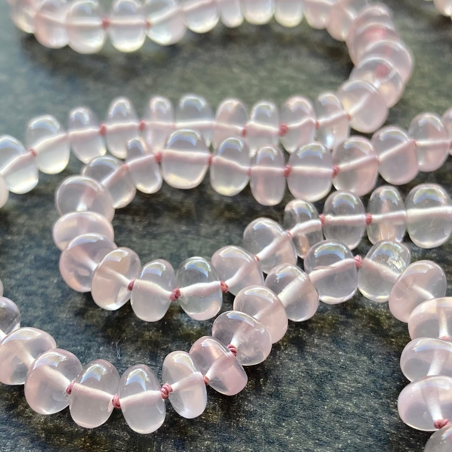 Rose Quartz Hand Knotted Silk Necklace