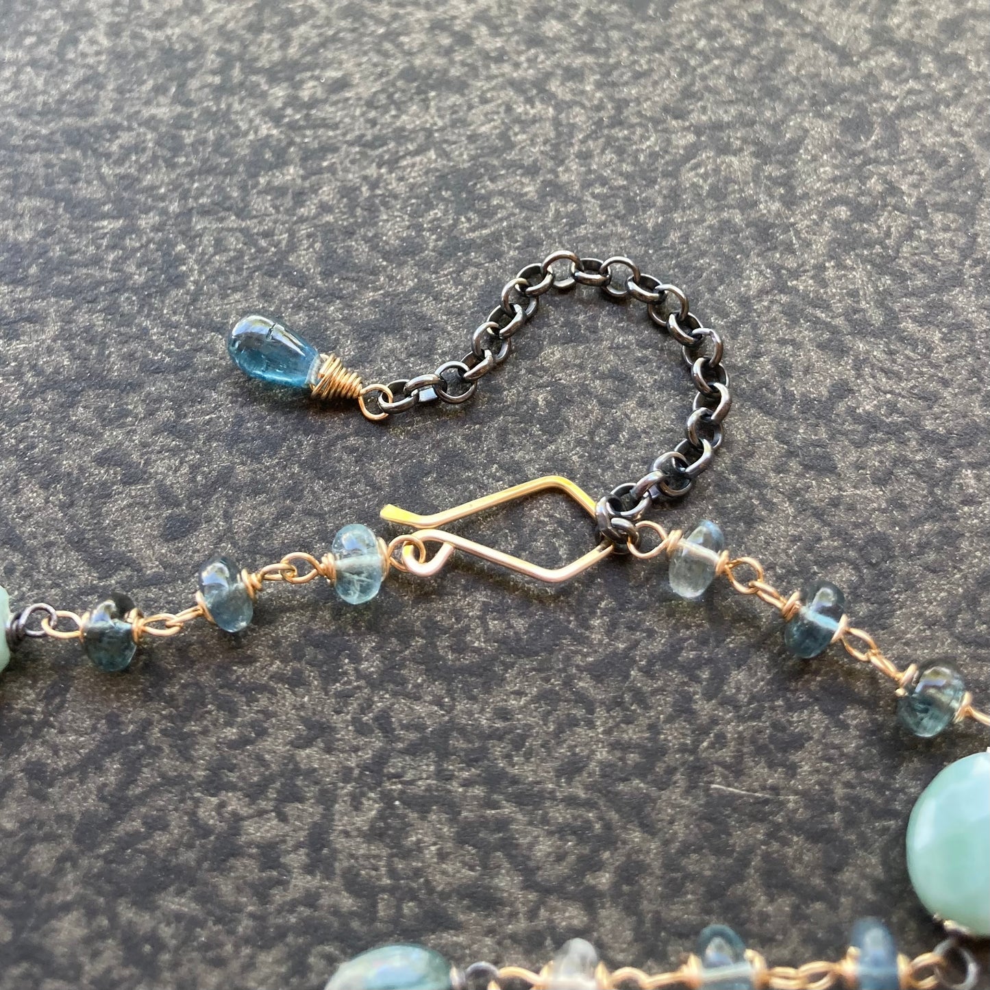 Larimar, Aquamarine, Kyanite & Mixed Metal Necklace