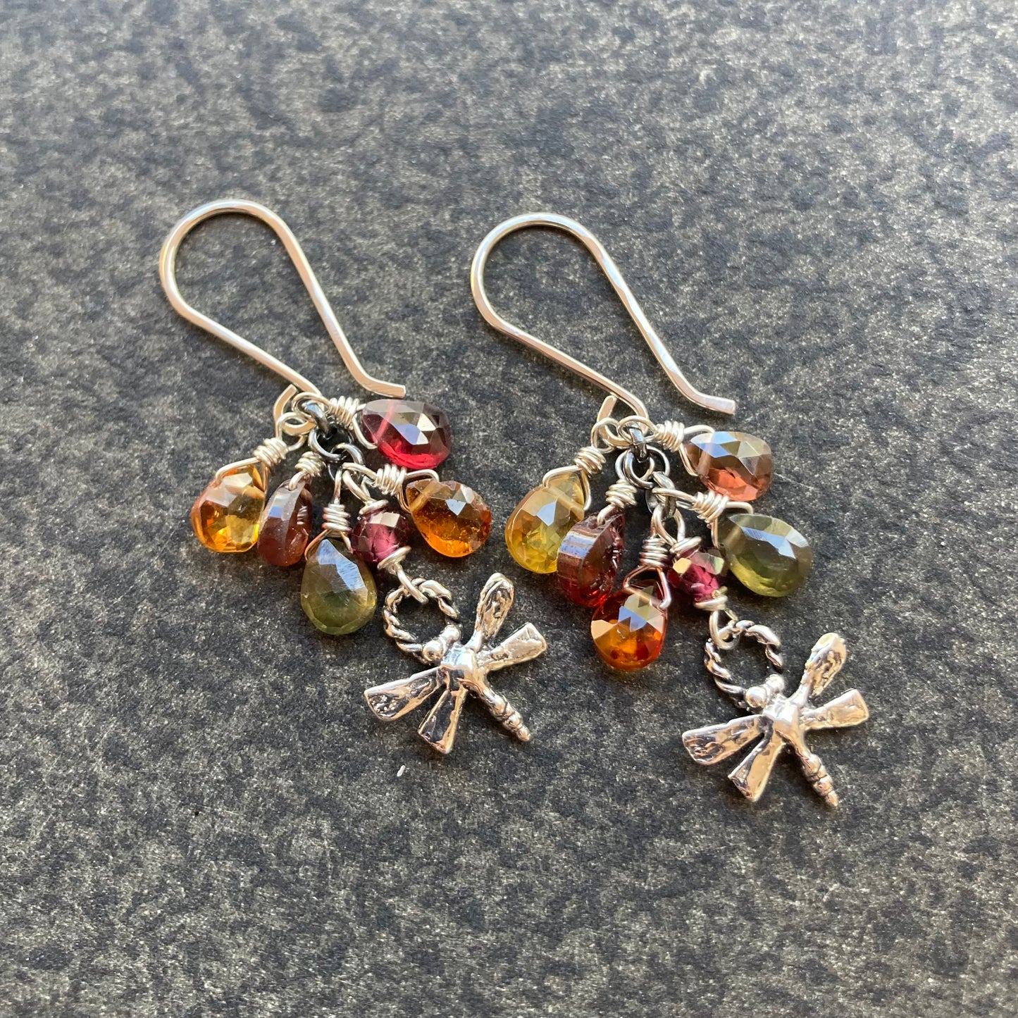 Tundra Sapphire & Sterling Silver Dragonfly Earrings