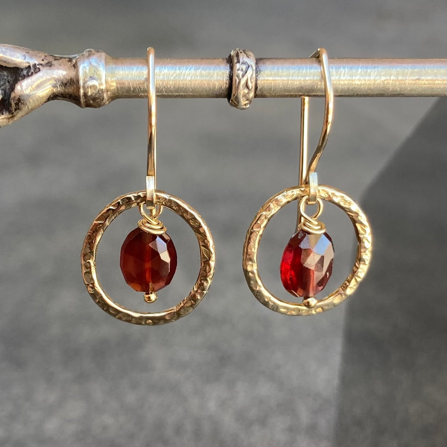 Mozambique Garnet, Gold & Bronze Hoops