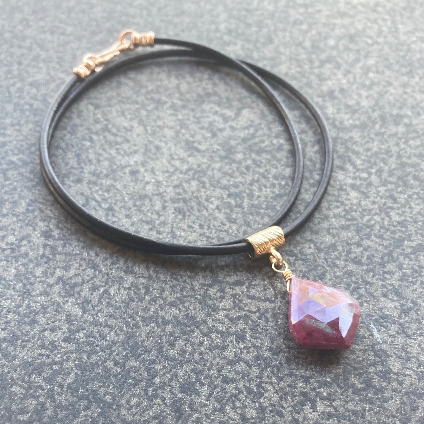 Ruby & Bronze Leather Choker