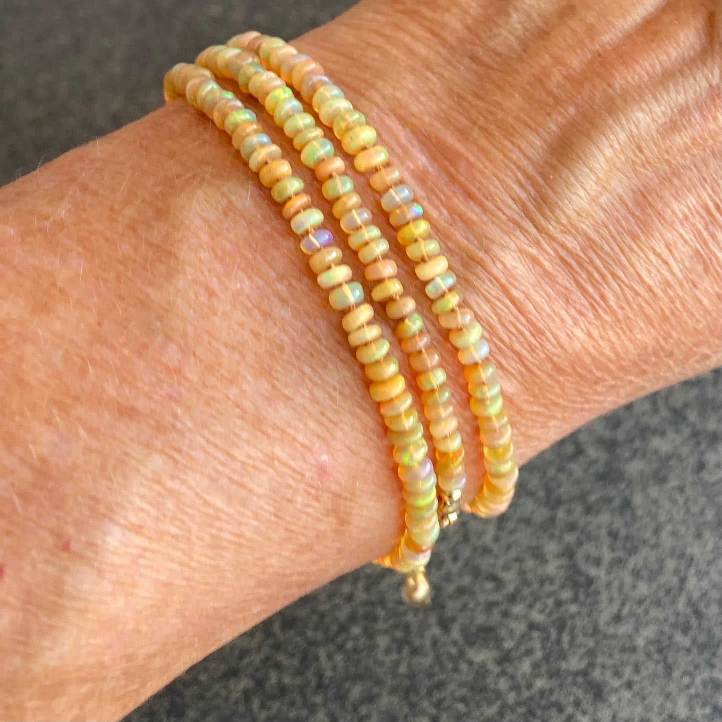 Ethiopian Golden Opal Hand Knotted Silk Necklace