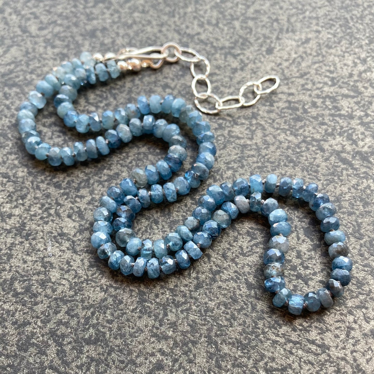 Santa Maria Aquamarine Hand Knotted Silk Necklace