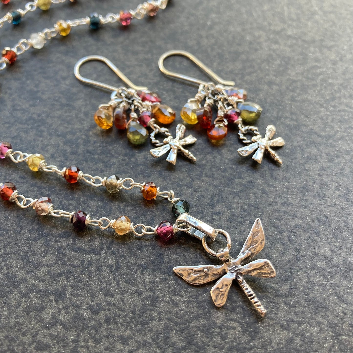 Tundra Sapphire & Sterling Silver Dragonfly Earrings