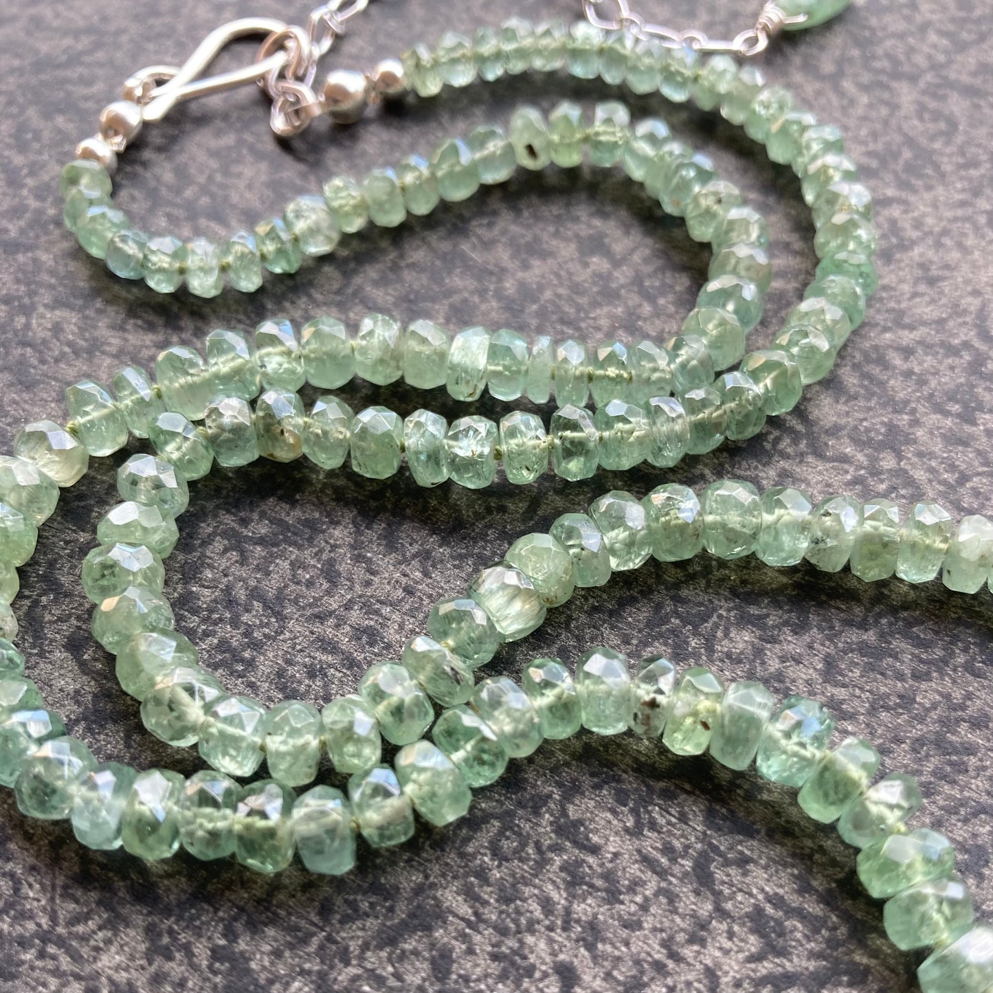 Green Kyanite Hand Knotted Silk Necklace