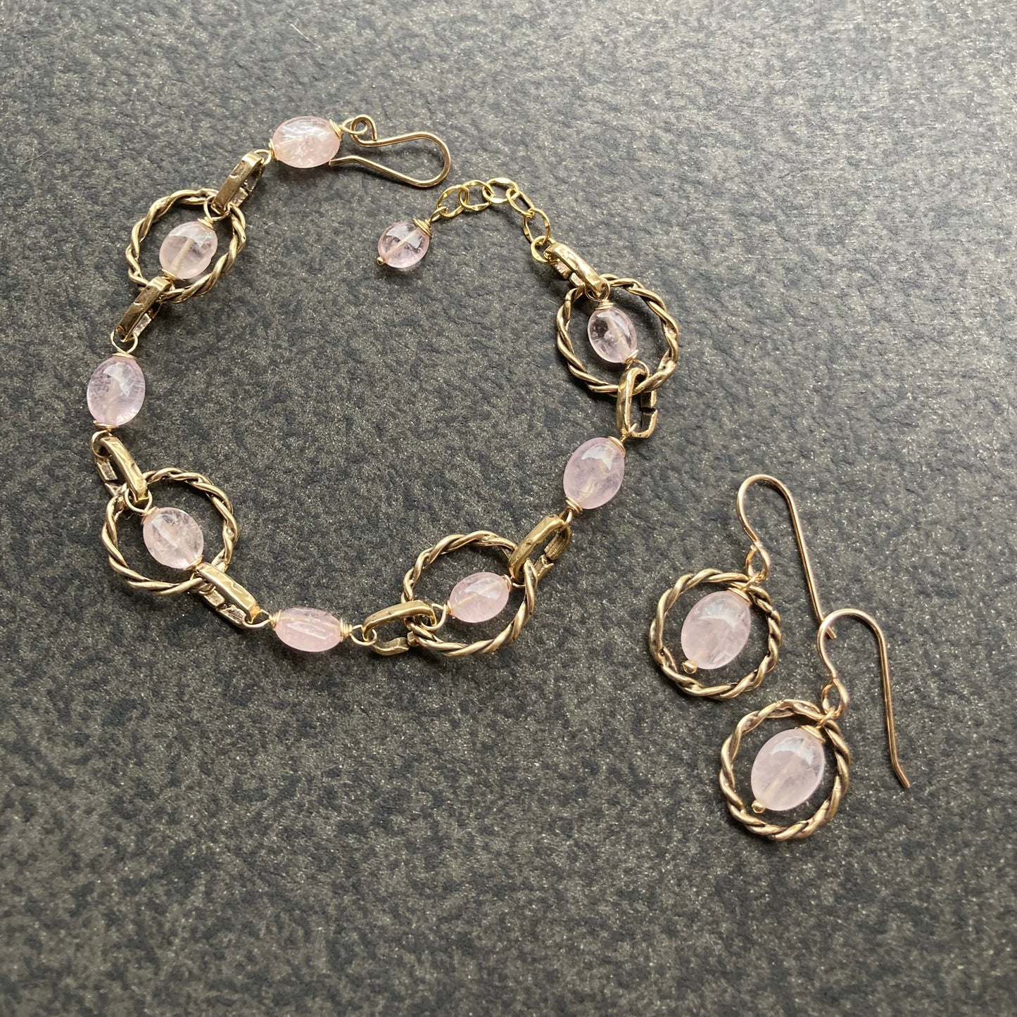 Morganite & Bronze Twisted Link Bracelet