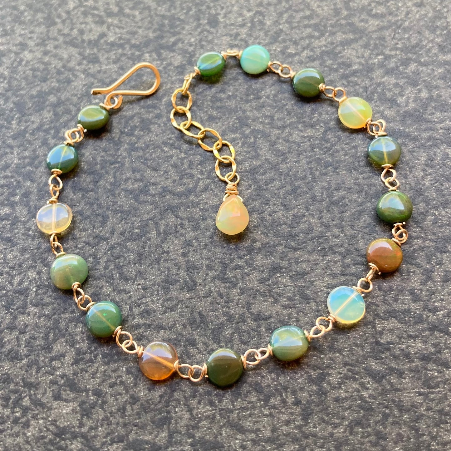 Ethiopian Multicolor Opal & Gold Bracelet