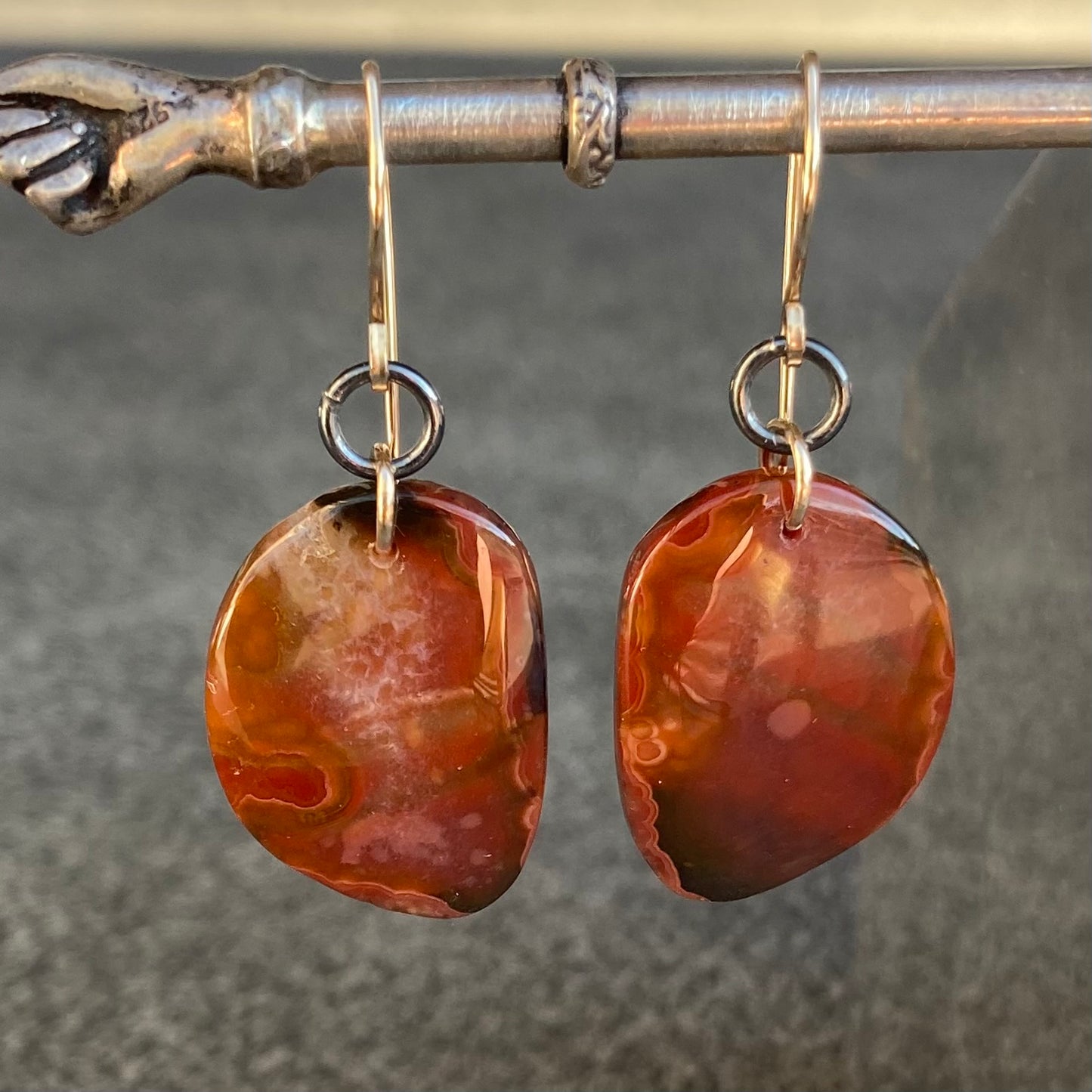 Red Agua Nueva Agate & Mixed Metal Earrings