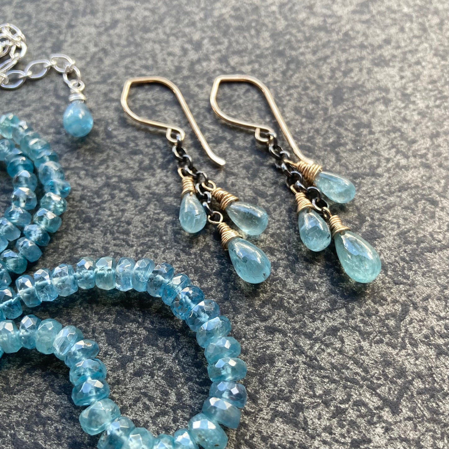 Aqua Kyanite Hand Knotted Silk Necklace
