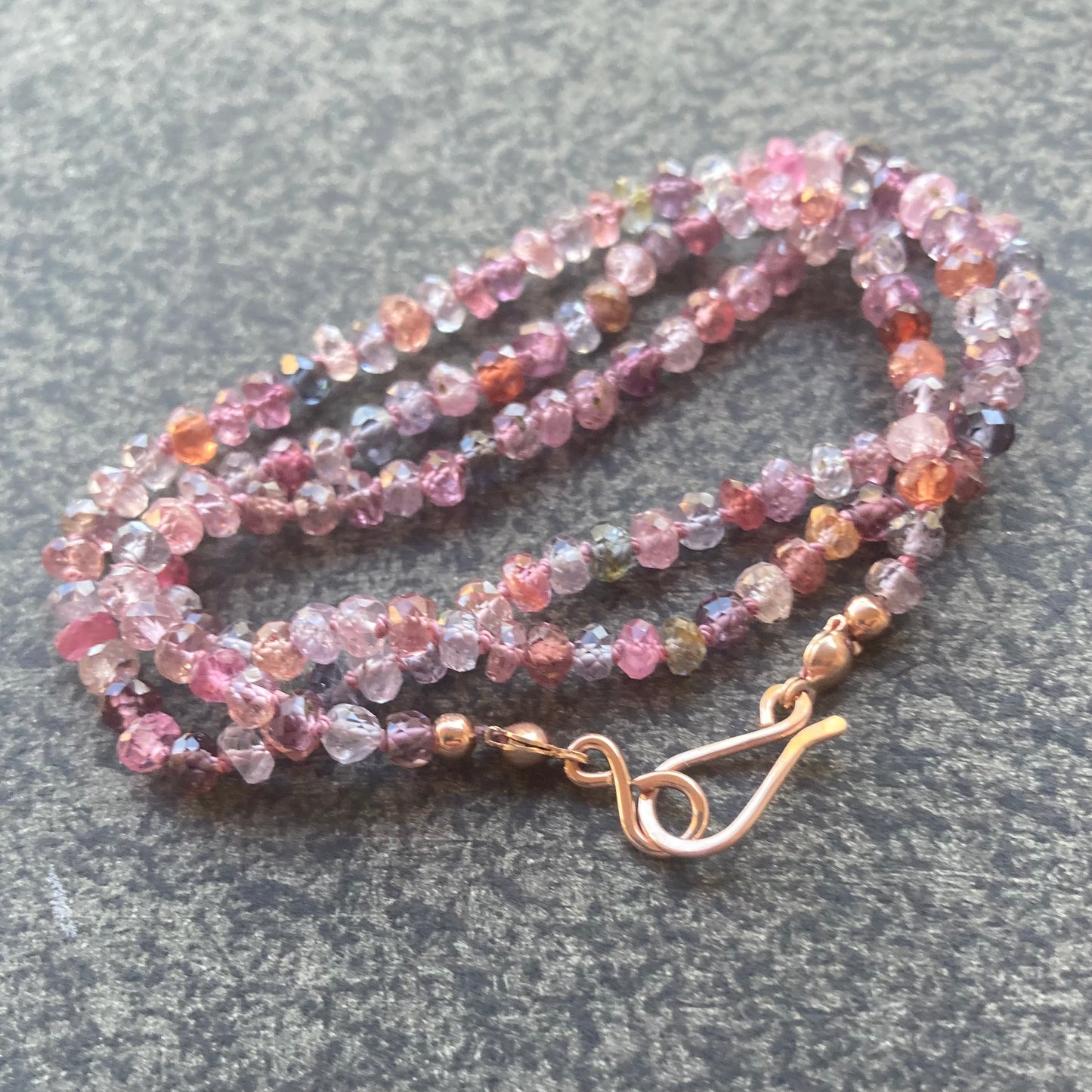 Multicolor Spinel “Confetti” Hand Knotted Silk Necklace
