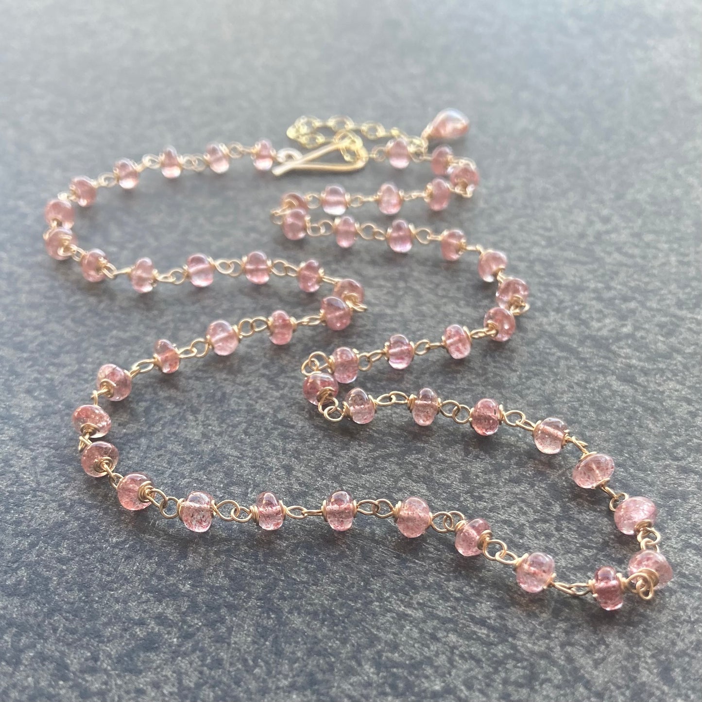 Strawberry Quartz & Gold Necklace