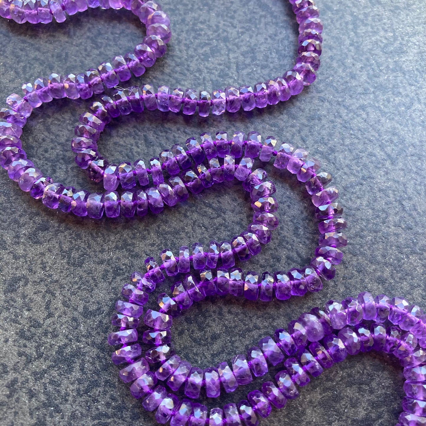 Amethyst Long Hand Knotted Silk Necklace