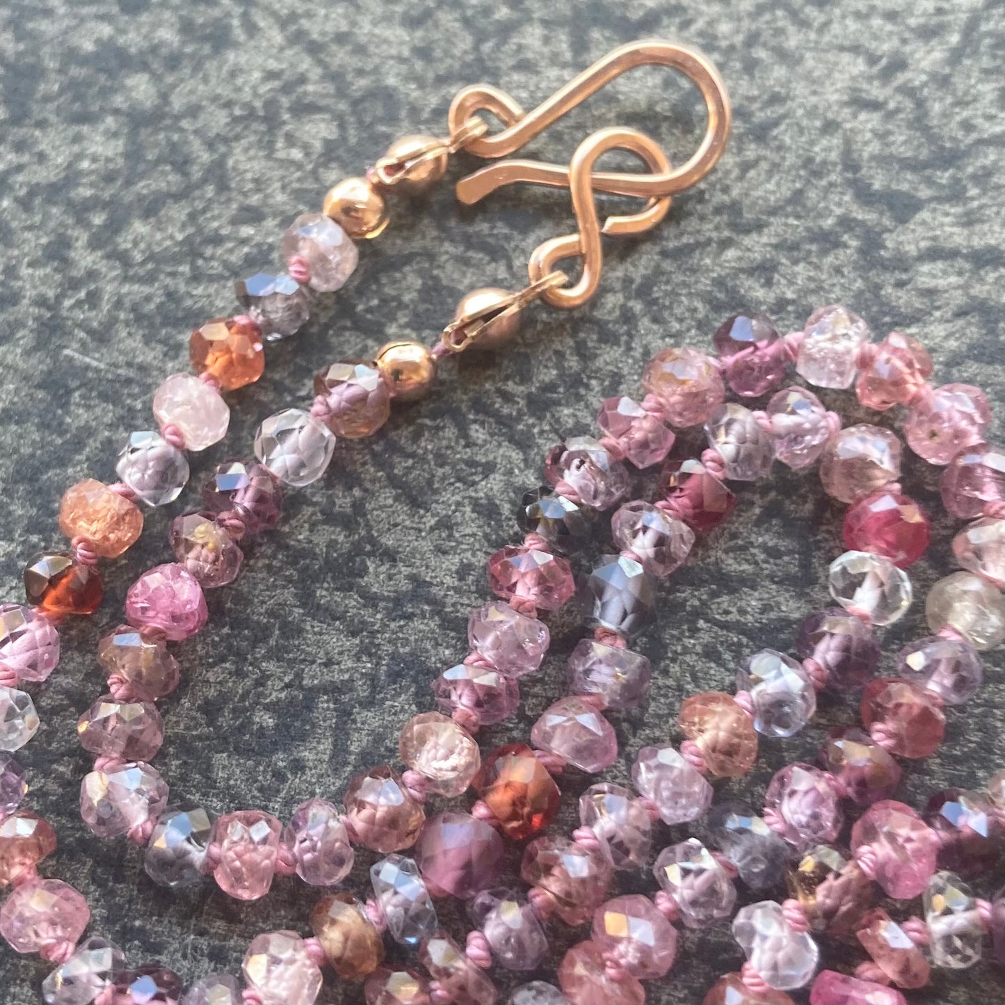 Multicolor Spinel “Confetti” Hand Knotted Silk Necklace