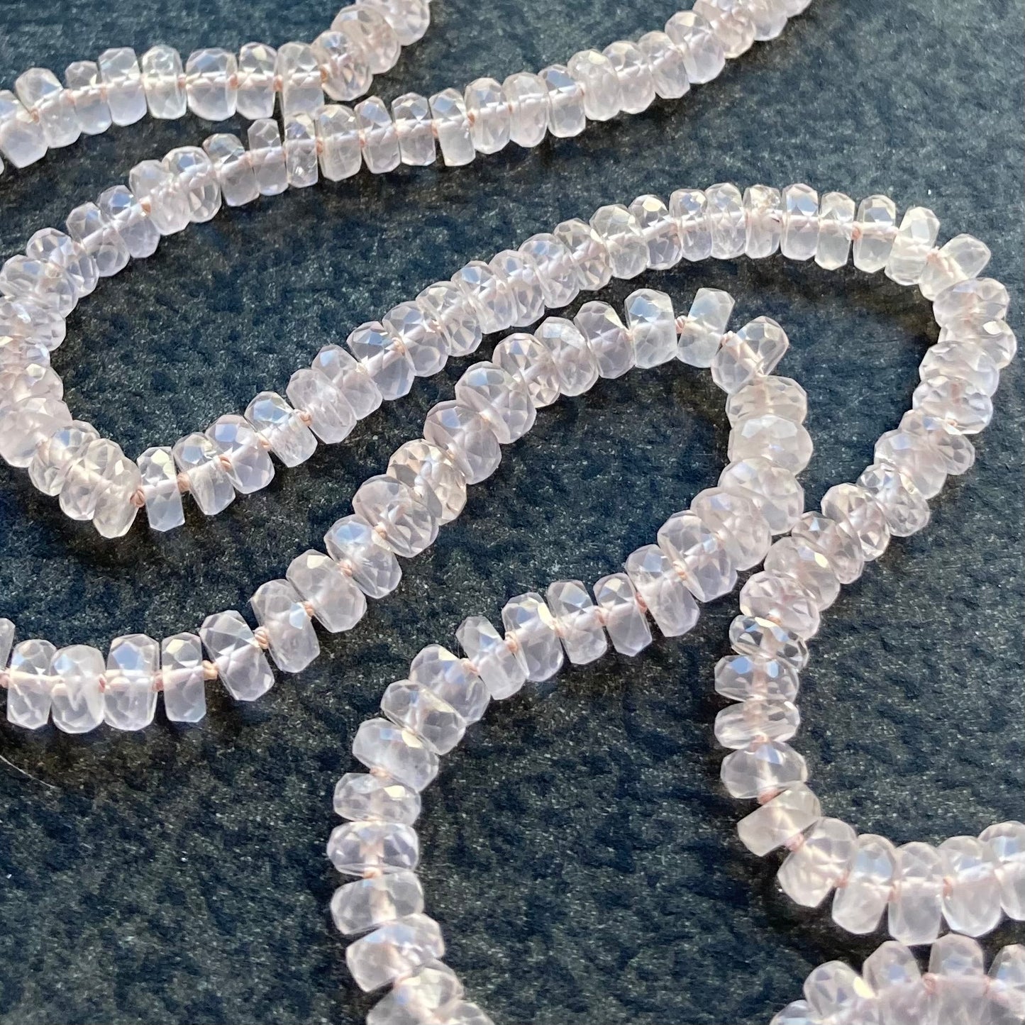 Rose Quartz Long Hand Knotted Silk Necklace