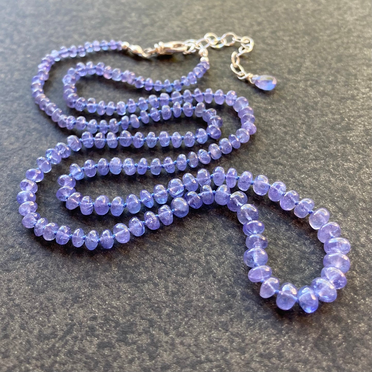 Tanzanite Hand Knotted Silk Necklace