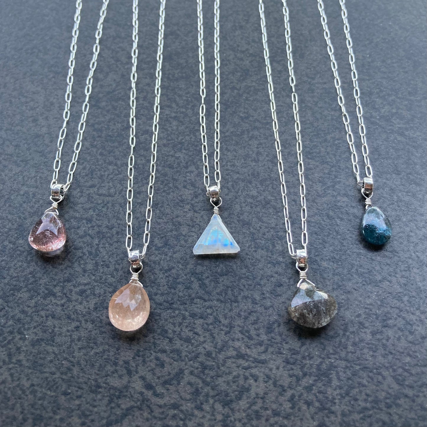 Black Rutilated Quartz & Sterling Silver Pendant Necklace