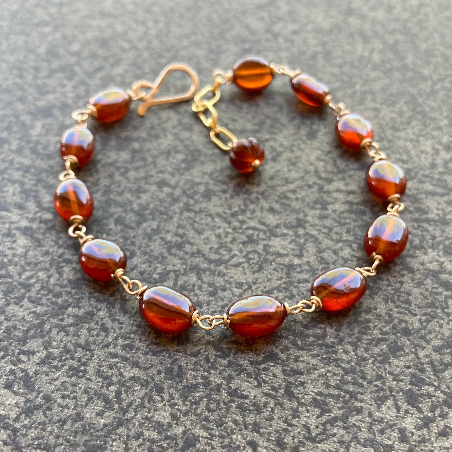 Hessonite Garnet & Gold Bracelet