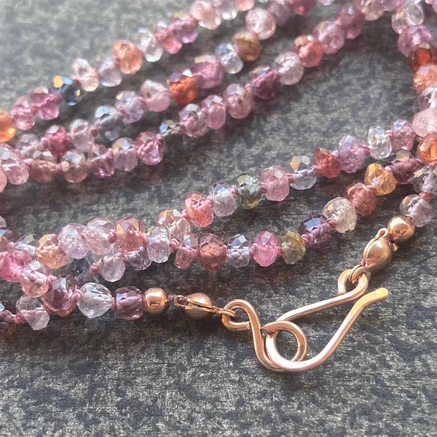 Multicolor Spinel “Confetti” Hand Knotted Silk Necklace